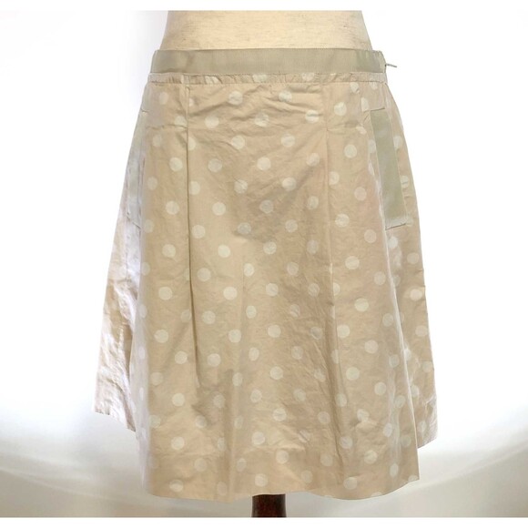 J.Crew Beige Polka Dot A-Line Cotton Skirt Sz 2 - Picture 1 of 7